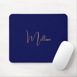 Blue minimalist custom name  mouse pad