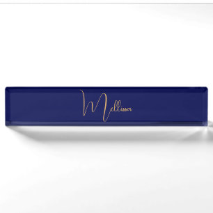Blue minimalist custom name nameplate