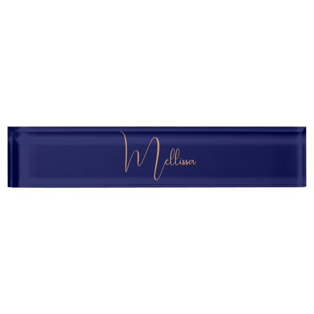 Blue minimalist custom name  nameplate (Front)