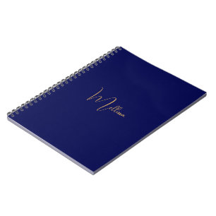Blue minimalist custom name notebook