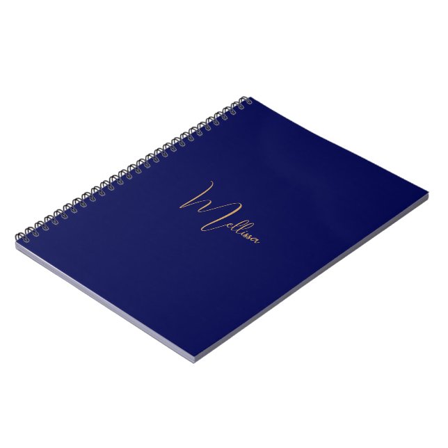 Blue minimalist custom name  notebook (Left Side)