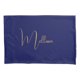 Blue minimalist custom name  pillowcase