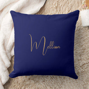 Blue minimalist custom name throw pillow