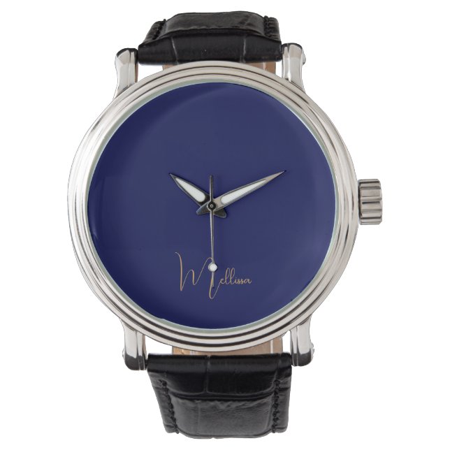 Blue minimalist custom name  watch (Front)