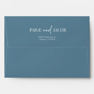 Blue Minimalist Elegant Custom Names Wedding Envelope