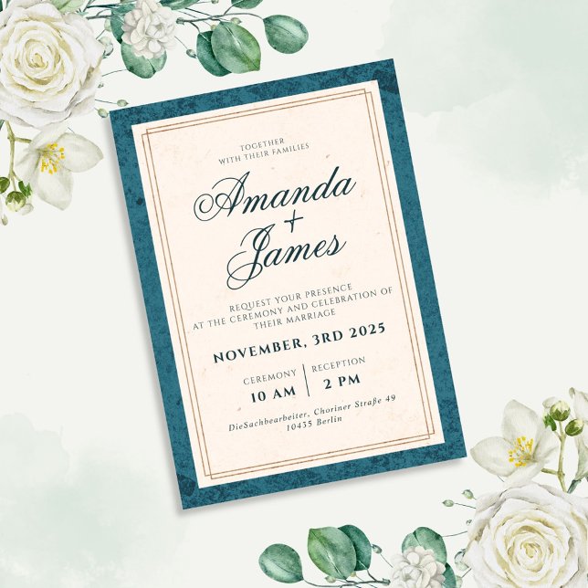 Blue Minimalist Elegant Wedding Invitation (Creator Uploaded)
