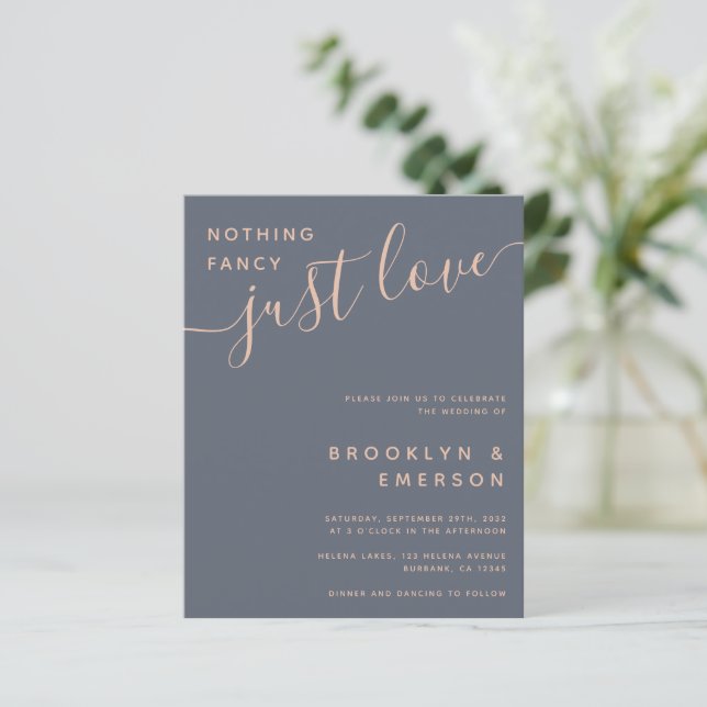 Blue Minimalist Modern | Budget Wedding Invitation (Standing Front)