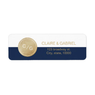 Blue minimalist modern monogram return address