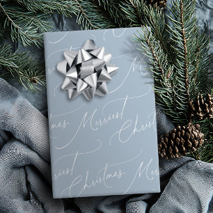 Blue Minimalist Modern Script Merriest Christmas Wrapping Paper