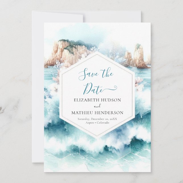  Blue Minimalist Nautical Wedding Save The Date (Front)