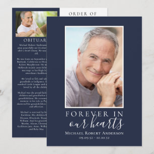 Blue Minimalist Photo Memorial Service Program