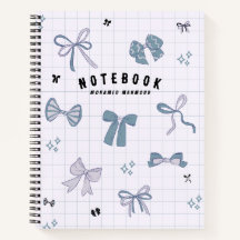 Blue Minimalist Ribbon Personalized Notebook