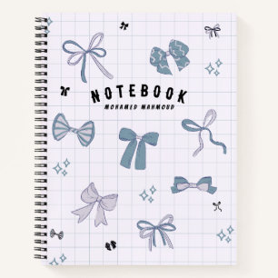 Blue Minimalist Ribbon Personalized Notebook