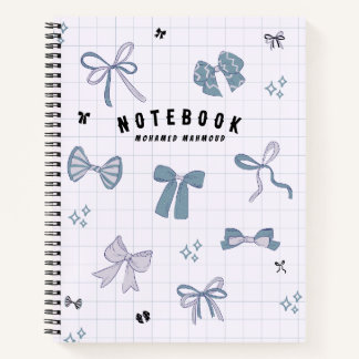 Blue Minimalist Ribbon Personalized Notebook