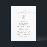 Blue Minimalist Script Seating Plan Table Number<br><div class="desc">Add a touch of charm to your event with our customizable table seating cards, designed with delightful whimsical script. Perfect for weddings, parties, or any special gathering, these cards will help guide your guests to their seats in style. Customize each dusty blue table seating card with guest names and table...</div>
