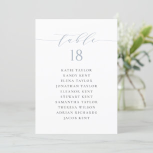 Blue Minimalist Script Seating Plan Table Number