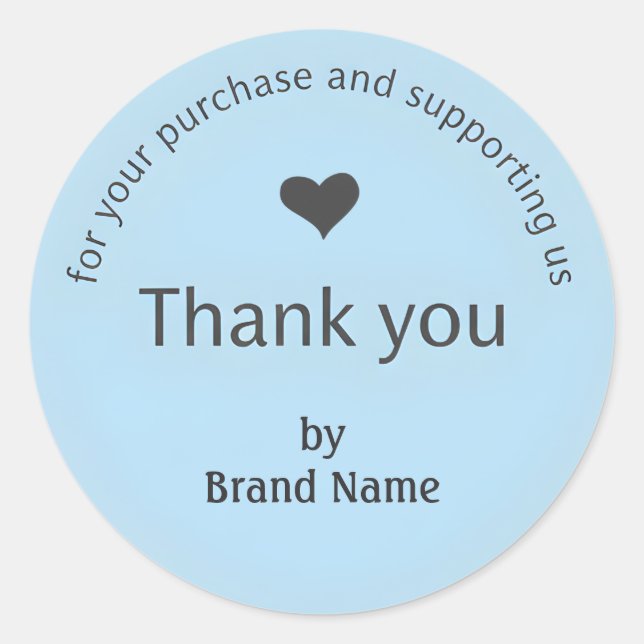 Blue Minimalist Thank You Business Sticker  (Front)