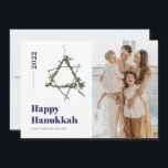 Blue Minimalist Watercolor Star 2021 Hanukkah  Holiday Card<br><div class="desc">© Gorjo Designs. Made for you via the Zazzle platform.

// Need help customizing your design? Got other ideas? Feel free to contact me (Zoe) directly via the contact button below.</div>