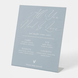 Blue Minimalist Wedding Dessert Bar Menu Sign