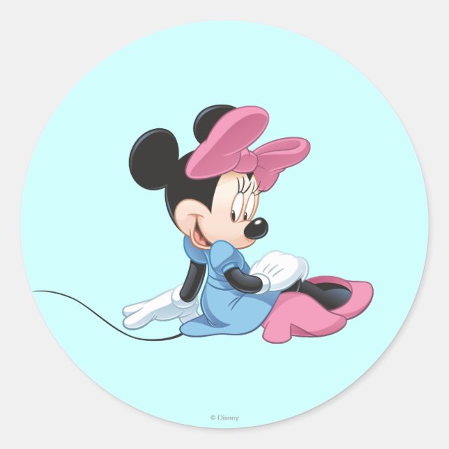 Blue Minnie | Sitting Classic Round Sticker (Front)