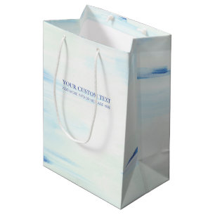 Blue & Mint Abstract Ocean Art Custom Text   Medium Gift Bag