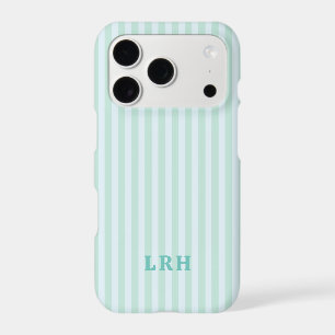 Blue Mint Rayure Vintage Initiales Monogramme