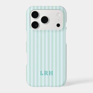 Blue Mint Rayure Vintage Initiales Monogramme