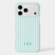 Blue Mint Rayure Vintage Initiales Monogramme