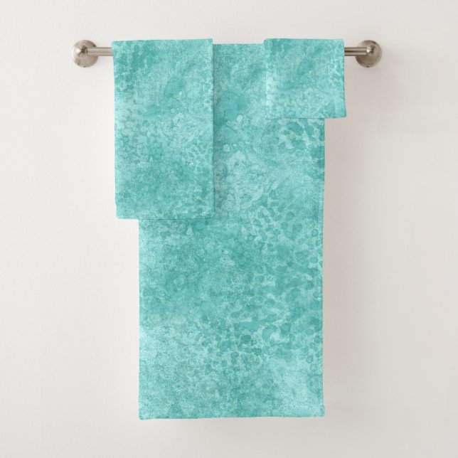 Blue Mint Sea Green Coral Texture Bath Towel Set (Insitu)