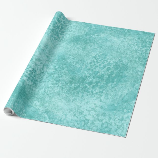 Blue Mint Sea Green Texture Wrapping Paper (Unrolled)