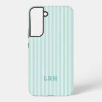 Blue Mint  Stripe Vintage Tiny Initials Monogram