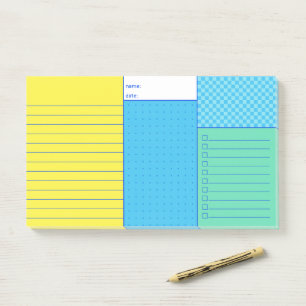 Blue Mint Yellow Practical Organizing To Do Combo Post-it Notes