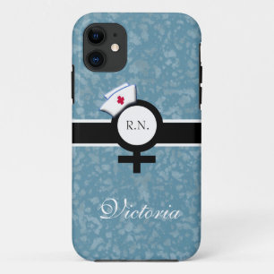 Blue Mist+Female Sign+Nurse Cap/Name iPhone 11 Case