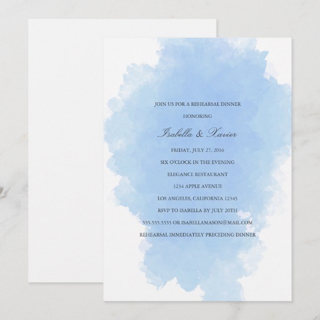Blue Mist | Rehearsal Dinner Invitation (Front/Back)