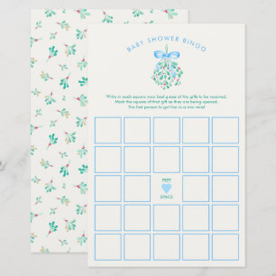 Blue Mistletoe Baby Shower Bingo Game