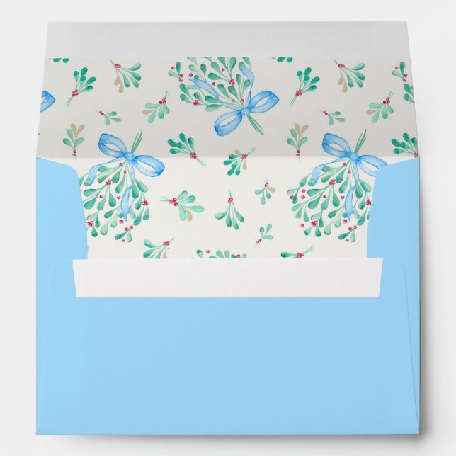 Blue Mistletoe Baby Shower Envelope with Liner (Back (Bottom))