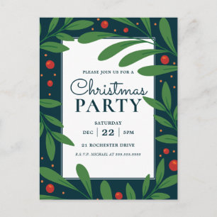 Blue Mistletoe Holiday Party Invitation