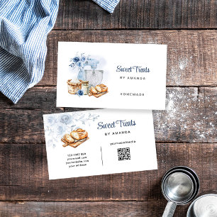Blue Mixer Artisan Bakery Homemade QR-Code Business Card