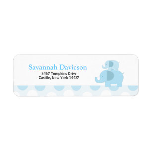 Blue Mod Elephants Custom Address Label (30)