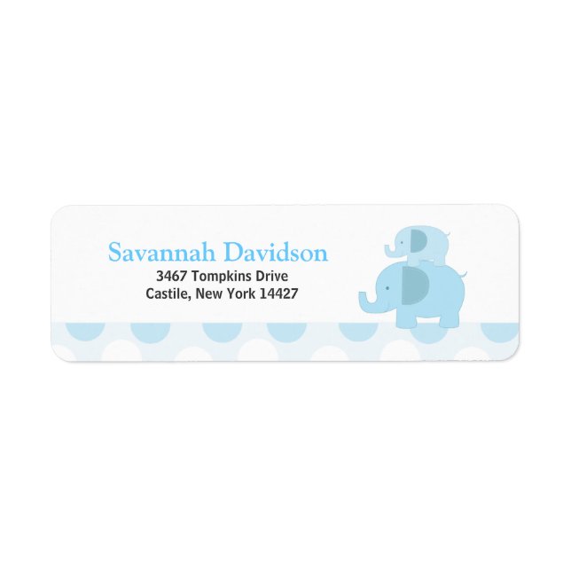 Blue Mod Elephants Custom Address Label (30) (Front)