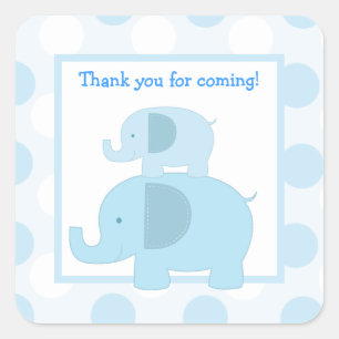Blue Mod Elephants Square Envelope Seals 20