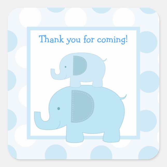 Blue Mod Elephants Square Envelope Seals 20 (Front)