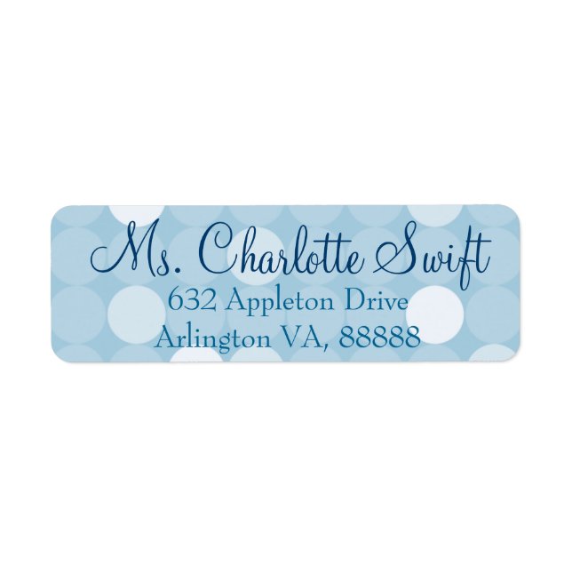 Blue Mod Polka Dot Baby Shower Return Address (Front)
