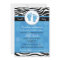 Blue Mod Zebra Print Baby Shower Invitations