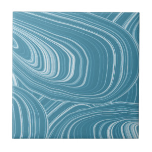 Blue Modern Abstract Swirls Pattern Tile