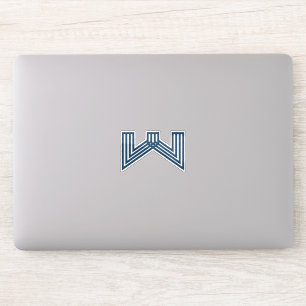 Blue Modern and Minimal Line Letter W Monogram