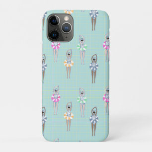 Blue Modern Artistic Swimmers Swimming Pool  iPhone 11 Pro Case