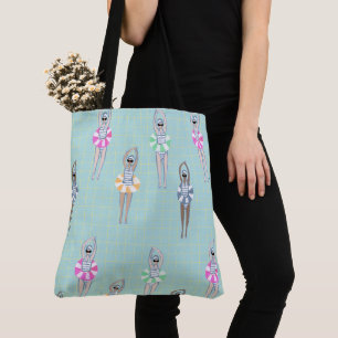 Blue Modern Artistic Swimmers Swimming Pool  Tote Bag