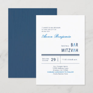 Blue Modern Bar Mitzvah Invitation