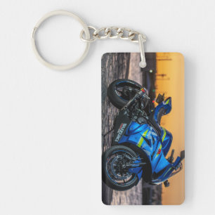 Blue Modern Big Bike Motorcycle Rider Gift Keychain